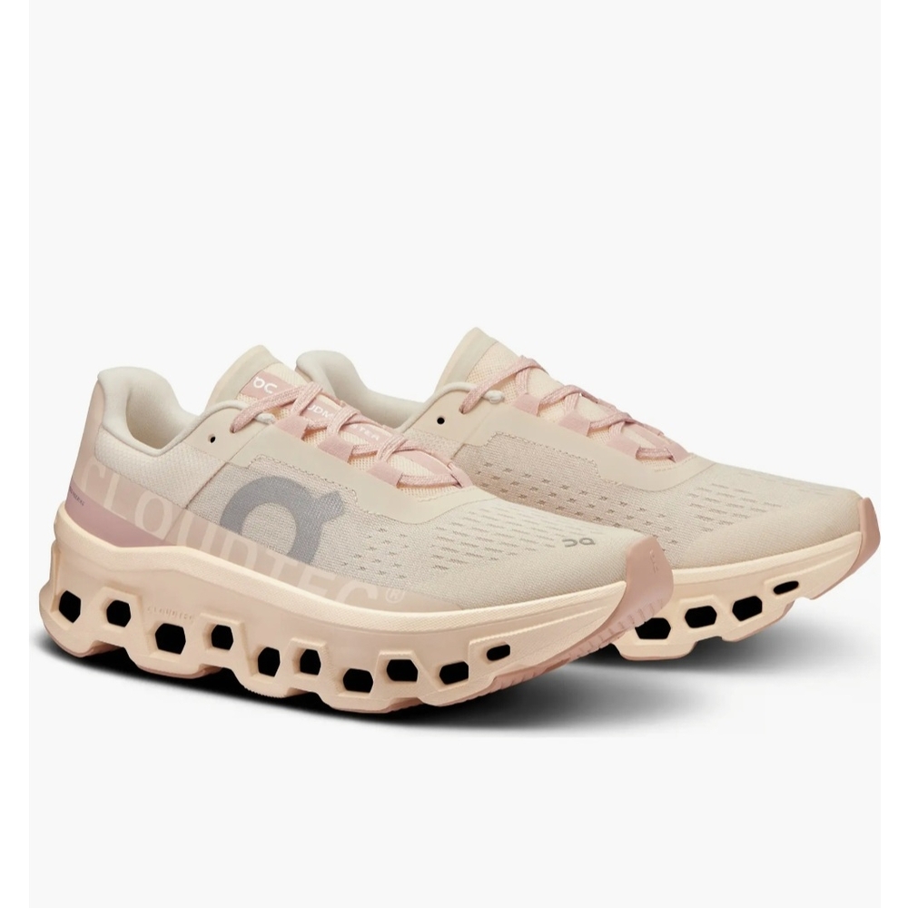 On Running Women's Athletic Shoes in Cream and Pink